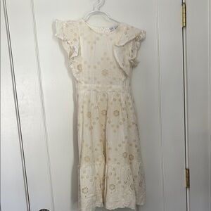 Cream Cap Sleeve Sundress for Wedding Guest